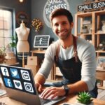 Small business owner providing customer service on social media.
