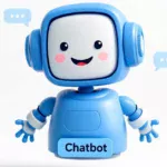 Illustration of a friendly AI chatbot assisting a customer on a website