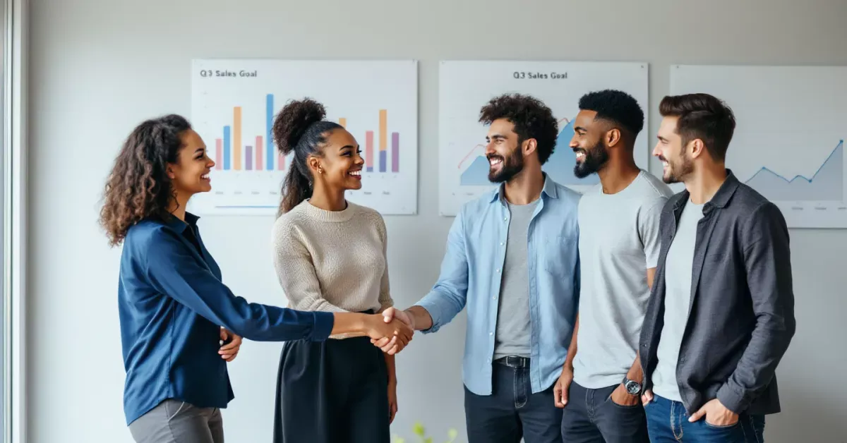 Businessperson writing SMART goals on a transparent board