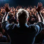 Person talking to an audience and getting a good response