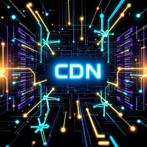 Illustration showing the process of setting up a Content Delivery Network (CDN)