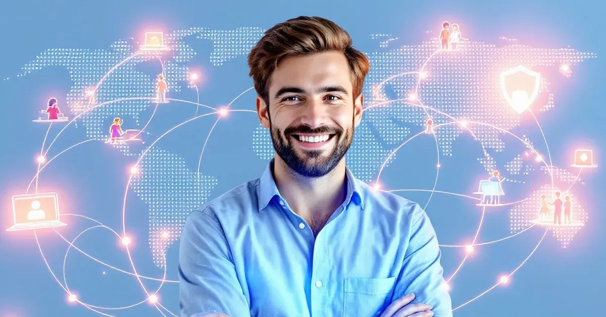 Illustration of a small business website loading quickly with CDN
