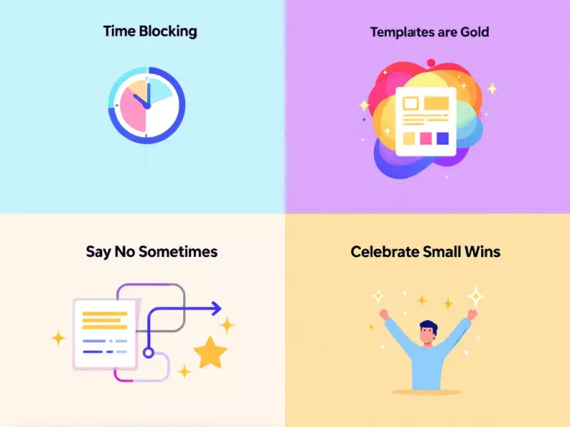 Handwritten notes outlining time management and productivity tips for solopreneurs