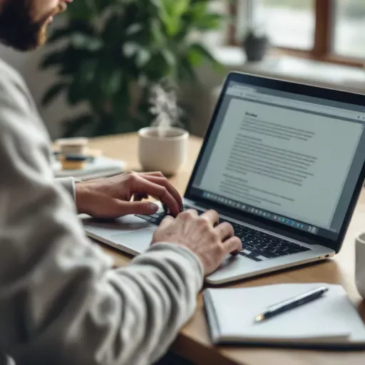Person using a laptop with various writing app icons floating around