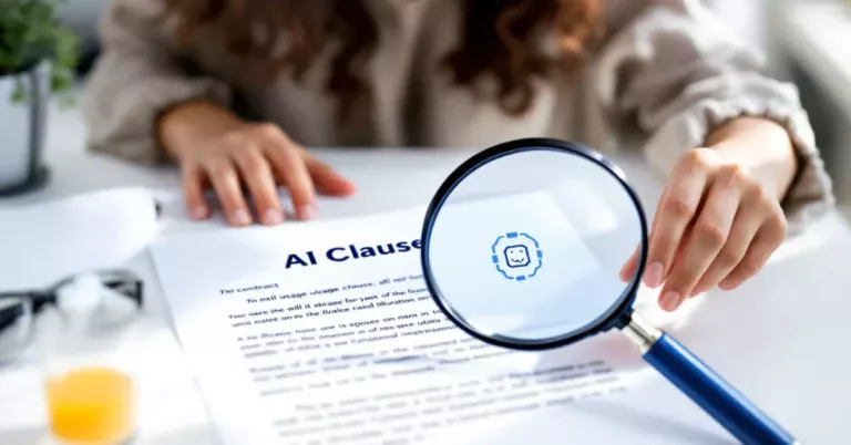 Freelance creator reviewing contract with AI usage clauses
