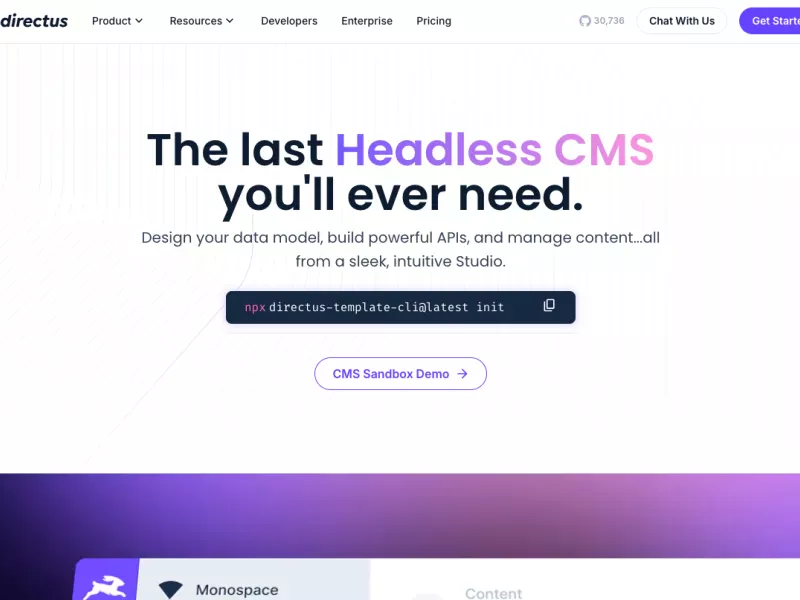 Directus logo with a database icon representing open-source headless CMS
