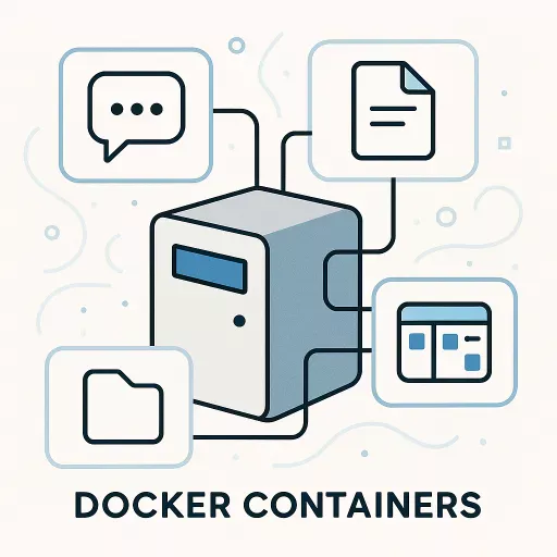 Illustration of Docker containers isolating software applications on a computer system